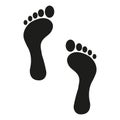 Two black man footprints isolated on white background. Vector.