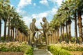 Two black men statue standing and talking to each other in public park called kÃÂ¼ltÃÂ¼rpark at Izmir, Turkey