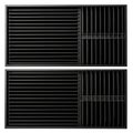 Two black metal grilles with horizontal and vertical bars isolated on white background Royalty Free Stock Photo