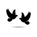 Two black pigeons icon or logo Royalty Free Stock Photo