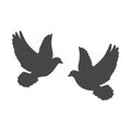 Two black pigeons icon or logo Royalty Free Stock Photo