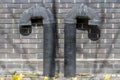 Two black plastic drainage pipes Royalty Free Stock Photo