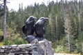 Two black raven sculpture