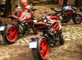 Two black and red superbikes