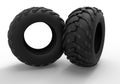 Two black rubber tires