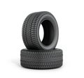 Two black rubber tires