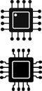 Two black silhouettes of integrated circuit chips Royalty Free Stock Photo