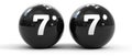 TWO BLACK SPHERES WITH WHITE NUMBER 7 Royalty Free Stock Photo