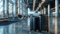 The Black Suitcases at Airport.AI generated image Royalty Free Stock Photo