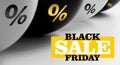 Two black and two white balls with the words Black Friday and the inscription Sale Royalty Free Stock Photo