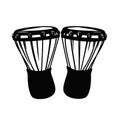 Two black and white bongo drums musical instruments vector silhouette Royalty Free Stock Photo