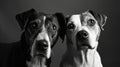 Two Black and White Dogs Looking at Camera Royalty Free Stock Photo