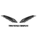 Two  black wings logo company. Two wings with white stripes vector eps10 Royalty Free Stock Photo