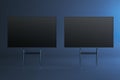Two blackboards on stands in a modern room. 3D Rendering Royalty Free Stock Photo