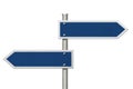 Two blank blue highway road sign