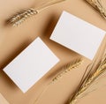 Two Blank Cards Next to Wheat