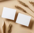 Two Blank Cards Next to Wheat