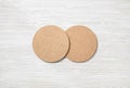 Two cork coasters Royalty Free Stock Photo