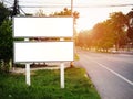 Two blank frame billboard mockup on the highway road background. space for text or design