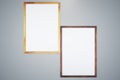 Two blank frames on gray background Royalty Free Stock Photo