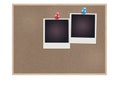 Two blank photos pinned on the corkboard. Royalty Free Stock Photo