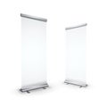 Two blank realistic roll-up banners on white Royalty Free Stock Photo