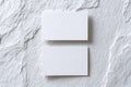 Clean White Business Card Mockup on Textured Stone Background Royalty Free Stock Photo