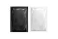 Two blank sachet packet black color and white color. Vector template for mock up