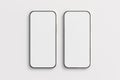 Two blank screen smartphones mockup on white background
