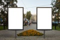 Two blank street billboard posters Royalty Free Stock Photo