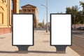 Two blank vertical street billboards Royalty Free Stock Photo