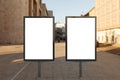 Two blank vertical street billboards Royalty Free Stock Photo