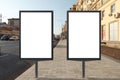 Two blank vertical street billboards Royalty Free Stock Photo