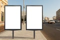 Two blank vertical street billboards Royalty Free Stock Photo