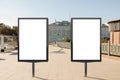 Two blank vertical street billboards Royalty Free Stock Photo