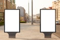 Two blank vertical street billboards Royalty Free Stock Photo