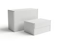 Two blank white cardboard shipping boxes ready for packaging and delivery services Royalty Free Stock Photo