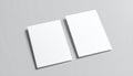 Two Blank White A4 Papers on Light Gray Background, Mockup Template Royalty Free Stock Photo