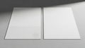 Two blank white rectangular cards casting subtle shadows on a neutral gray surface Royalty Free Stock Photo