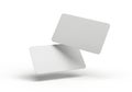 Two blank white rectangular cards floating in a clean white space with subtle shadows Royalty Free Stock Photo