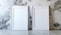 Two Blank White Vertical Frames on Industrial Concrete Wall Mockup Royalty Free Stock Photo