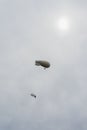 Two blimps, hot air airships on the background of the rainy sky. Inflatable dirigibles. Lots of place for writing text