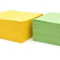 Two blocks of textured material in yellow and green tones placed side by side Royalty Free Stock Photo