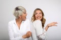 Two blond women smiling Royalty Free Stock Photo