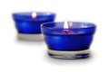 Two blue candles isolated Royalty Free Stock Photo