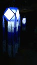 Two blue colour vesak lanterns in black background