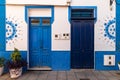 Two blue doors in old town of Puerto de la Cruz, Tenerife, Spain Royalty Free Stock Photo