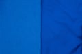 Contrast of Two Blue Fabrics â Knitted and Smooth Texture Royalty Free Stock Photo