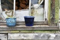 Two Blue Flower Pots Royalty Free Stock Photo