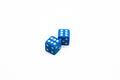 Blue dices isolated on a white background Royalty Free Stock Photo